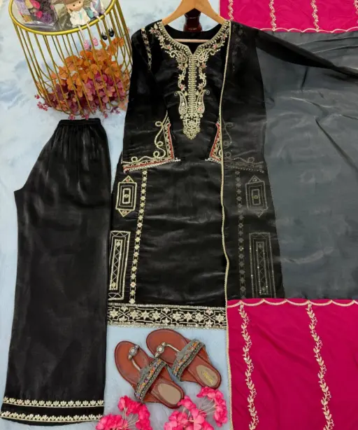 Black Pakistani Plazzo Salwar Suit