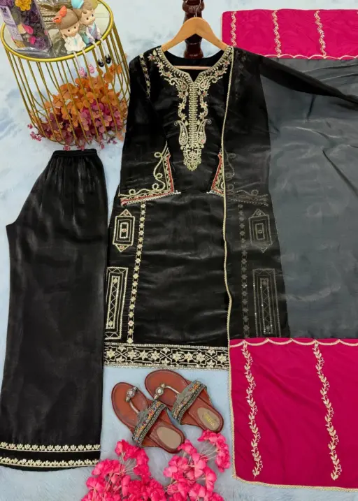 Black Pakistani Plazzo Salwar Suit