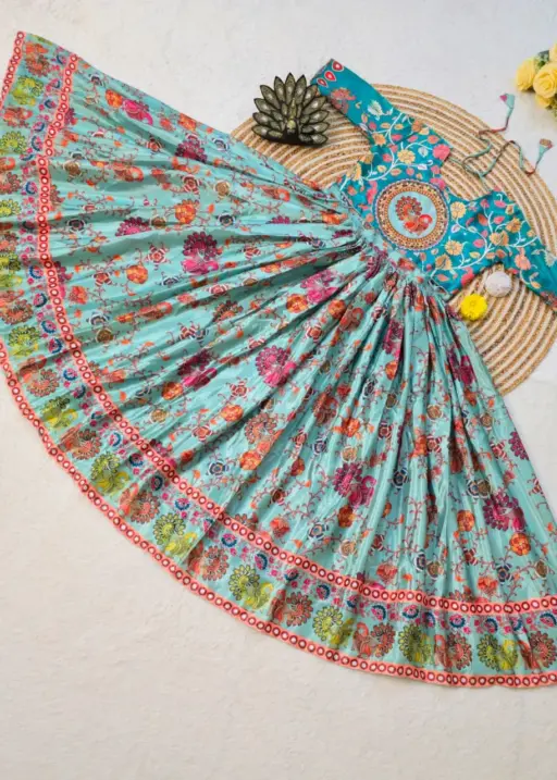 Blue Kalamkari Printed Gown Dupatta