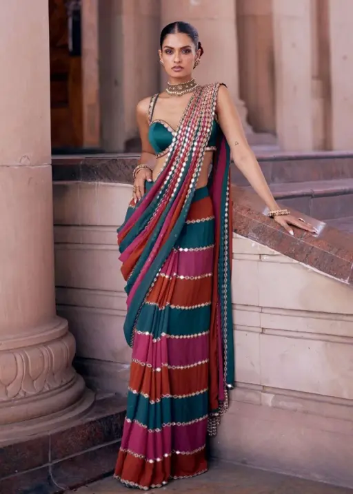 Bollywood Inspired Award show Multi Color Saree