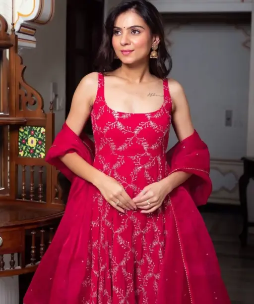 Cherry Red Bollywood Gown Design