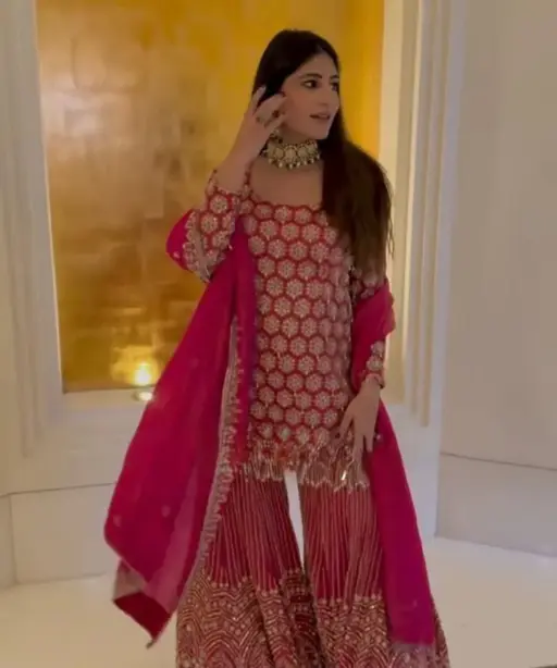 Cherry Red Bollywood Sharara for Eid 2026