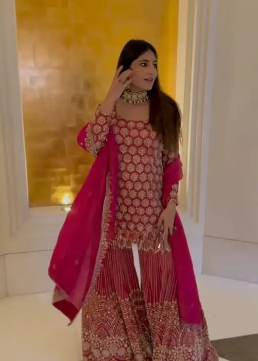 Cherry Red Bollywood Sharara for Eid 2026
