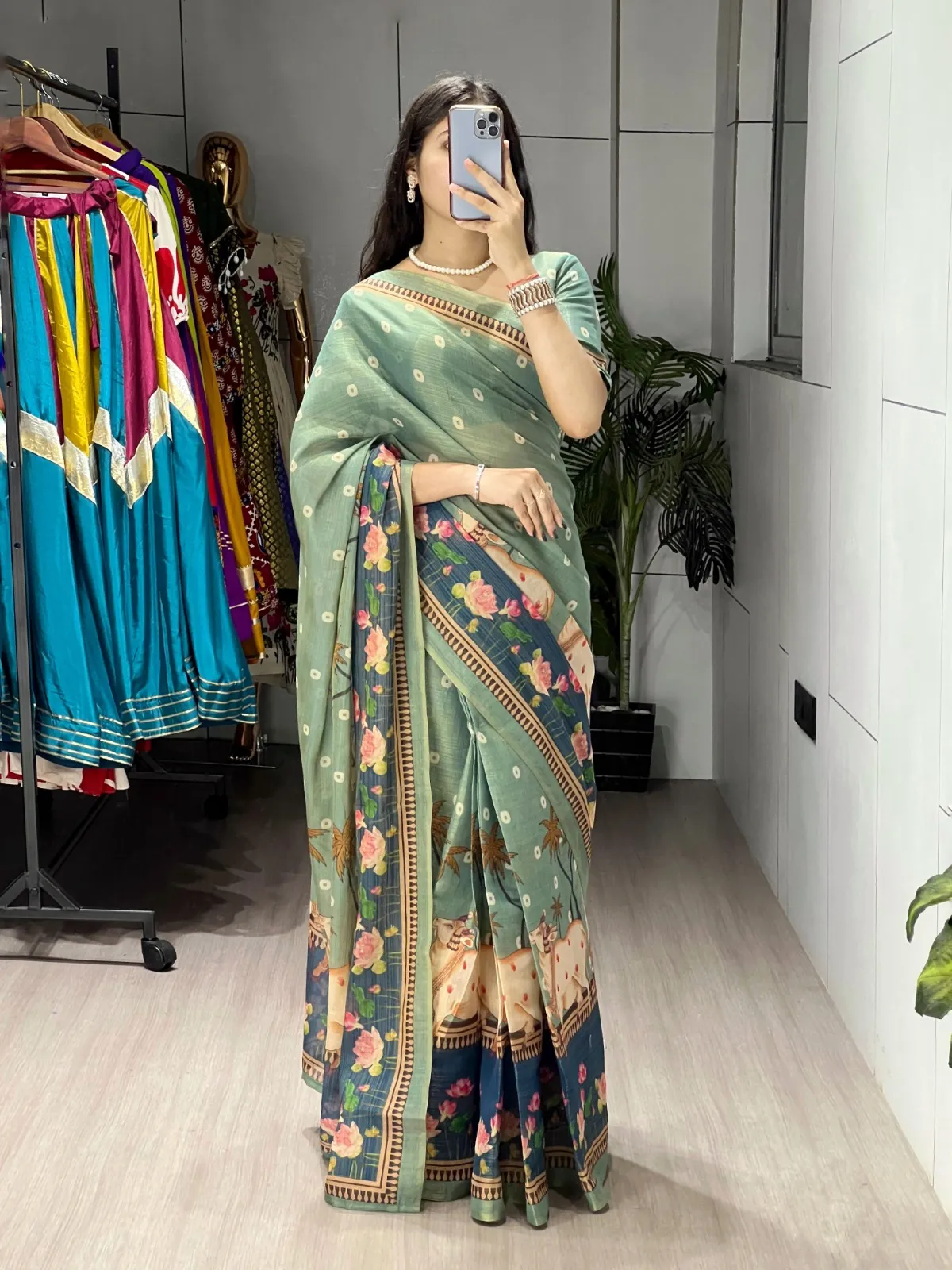 Cow Printed Saree - Image 2