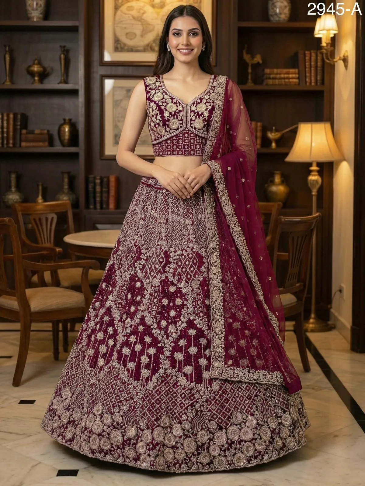 Elegant Premium Party Wear Net Lehenga Choli Rani Color