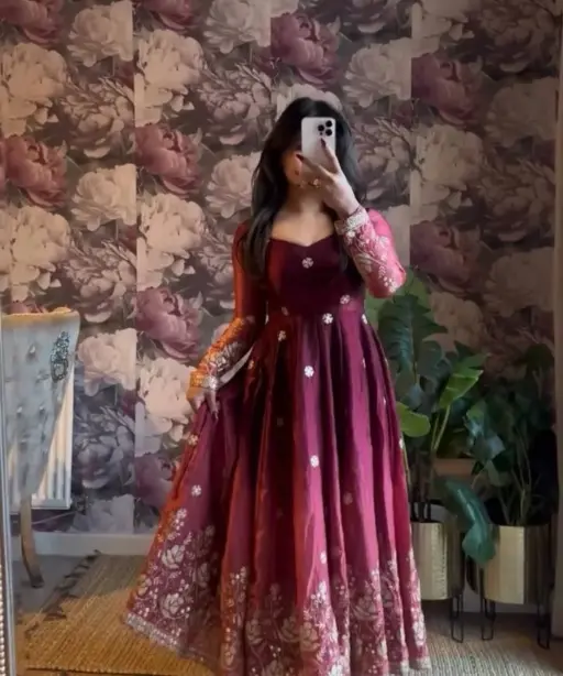 Elegant Purple Anarkali for Wedding Guest