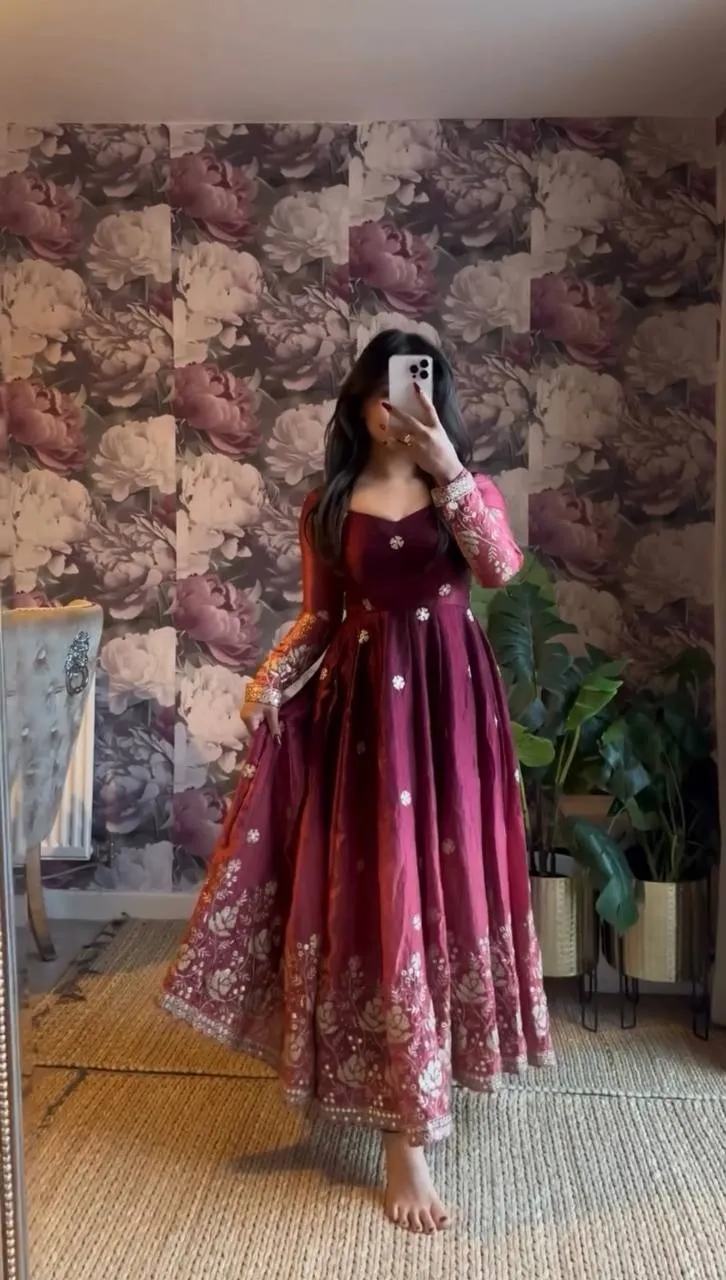 Elegant Purple Anarkali for Wedding Guest