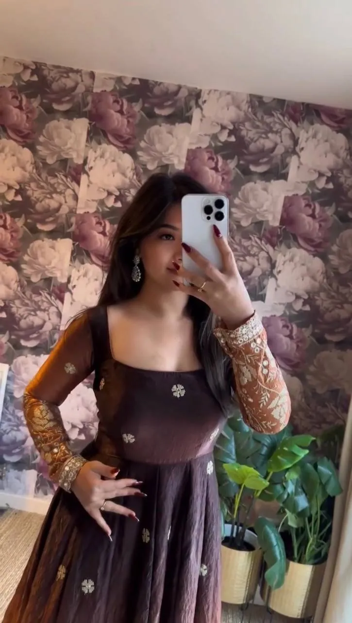 Embroidered Brown Anarkali Set for Festive Wear - Image 4