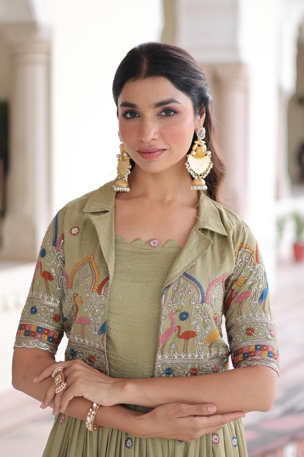 Festive Wear Gown with Jacket for Girls - Image 4