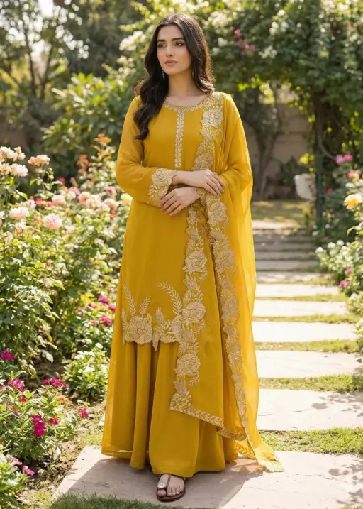 Haldi Ceremony Special Ethnic Plazza Suit