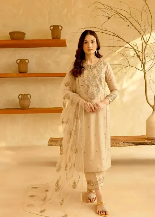 Light Orange Straight Pakistani Suit Set