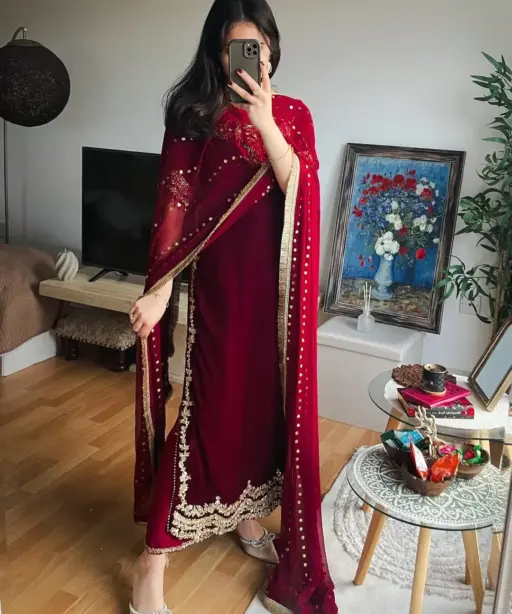 Long Pakistani Velvet Dress