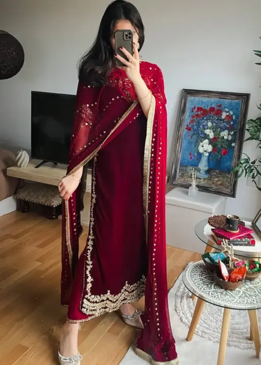 Long Pakistani Velvet Dress