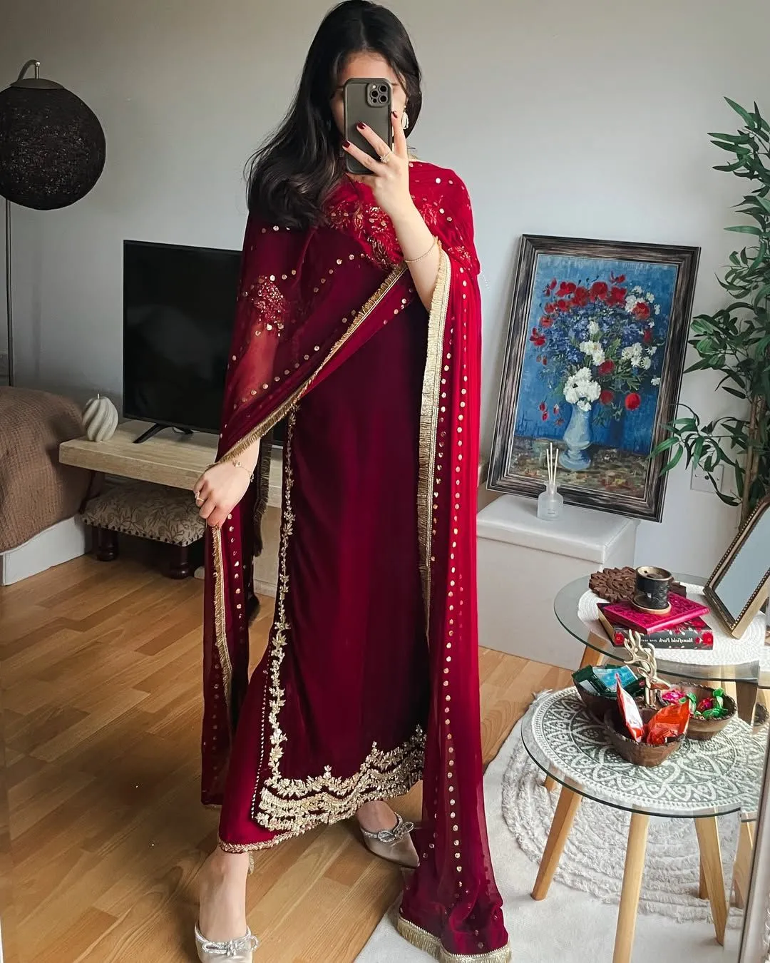 Long Pakistani Velvet Dress