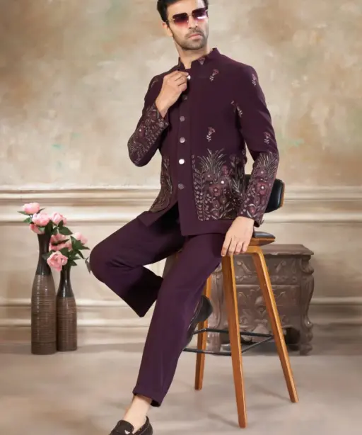 Maroon Jodhpuri Suit for Men