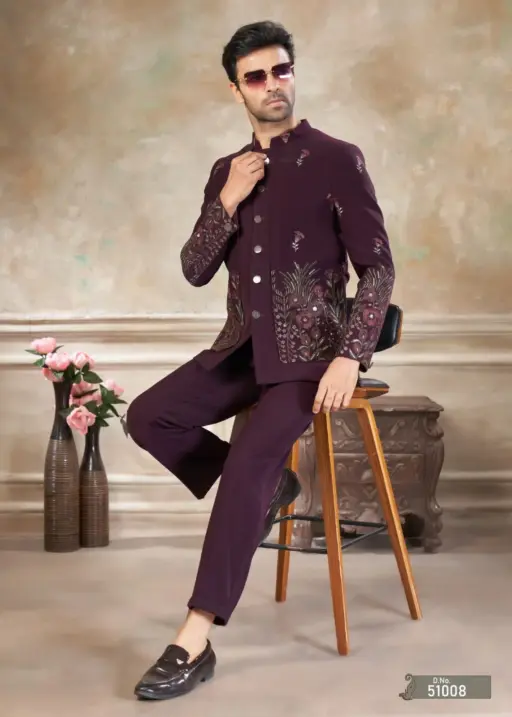 Maroon Jodhpuri Suit for Men