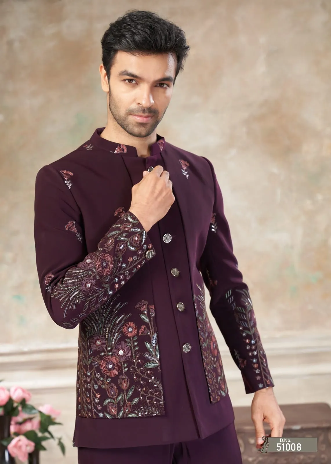 Maroon Jodhpuri Suit for Men - Image 2