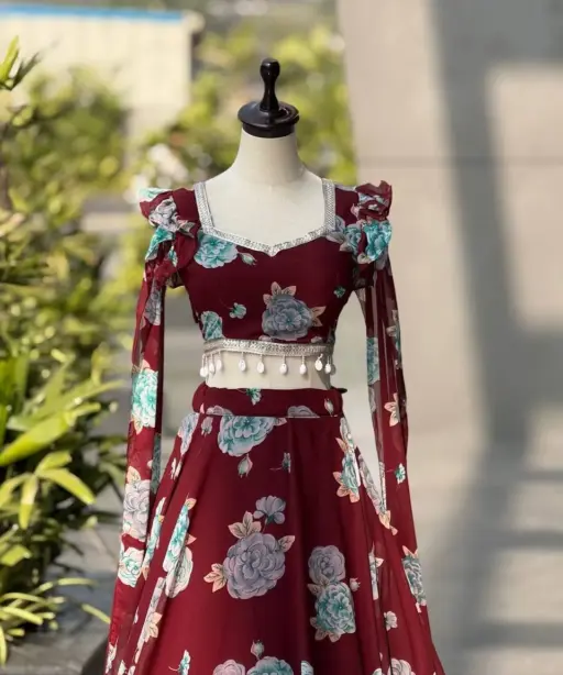 Maroon Kalamkari Readymade Lehenga with Stylish Blouse
