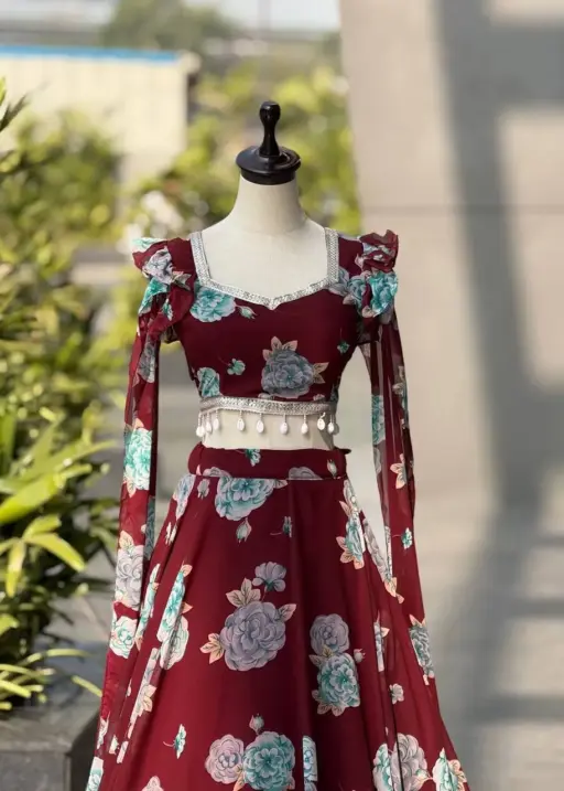 Maroon Kalamkari Readymade Lehenga with Stylish Blouse