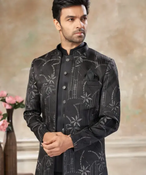 Men Black Jodhpuri Set