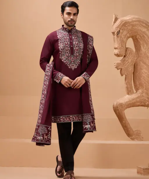 Mens Kurta with Dupatta for Reception Ceremony