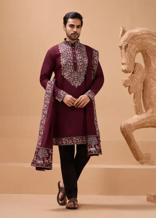 Mens Kurta with Dupatta for Reception Ceremony