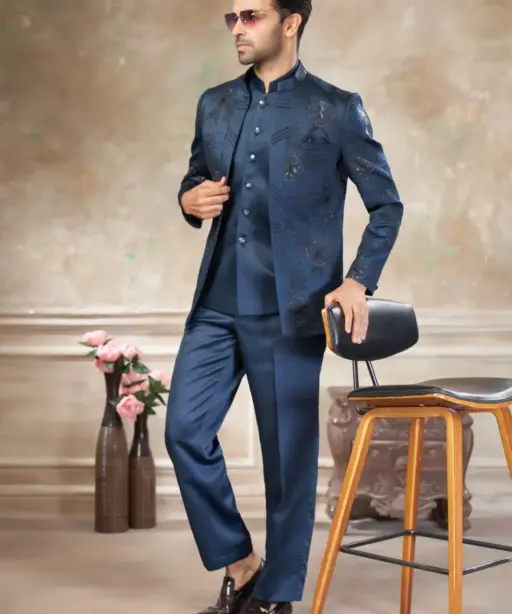 Navy Blue Men Jodhpuri Dress