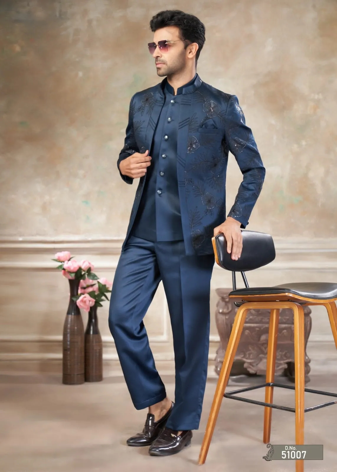 Navy Blue Men Jodhpuri Dress
