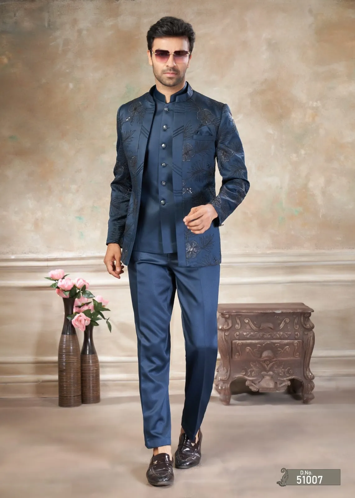 Navy Blue Men Jodhpuri Dress - Image 2