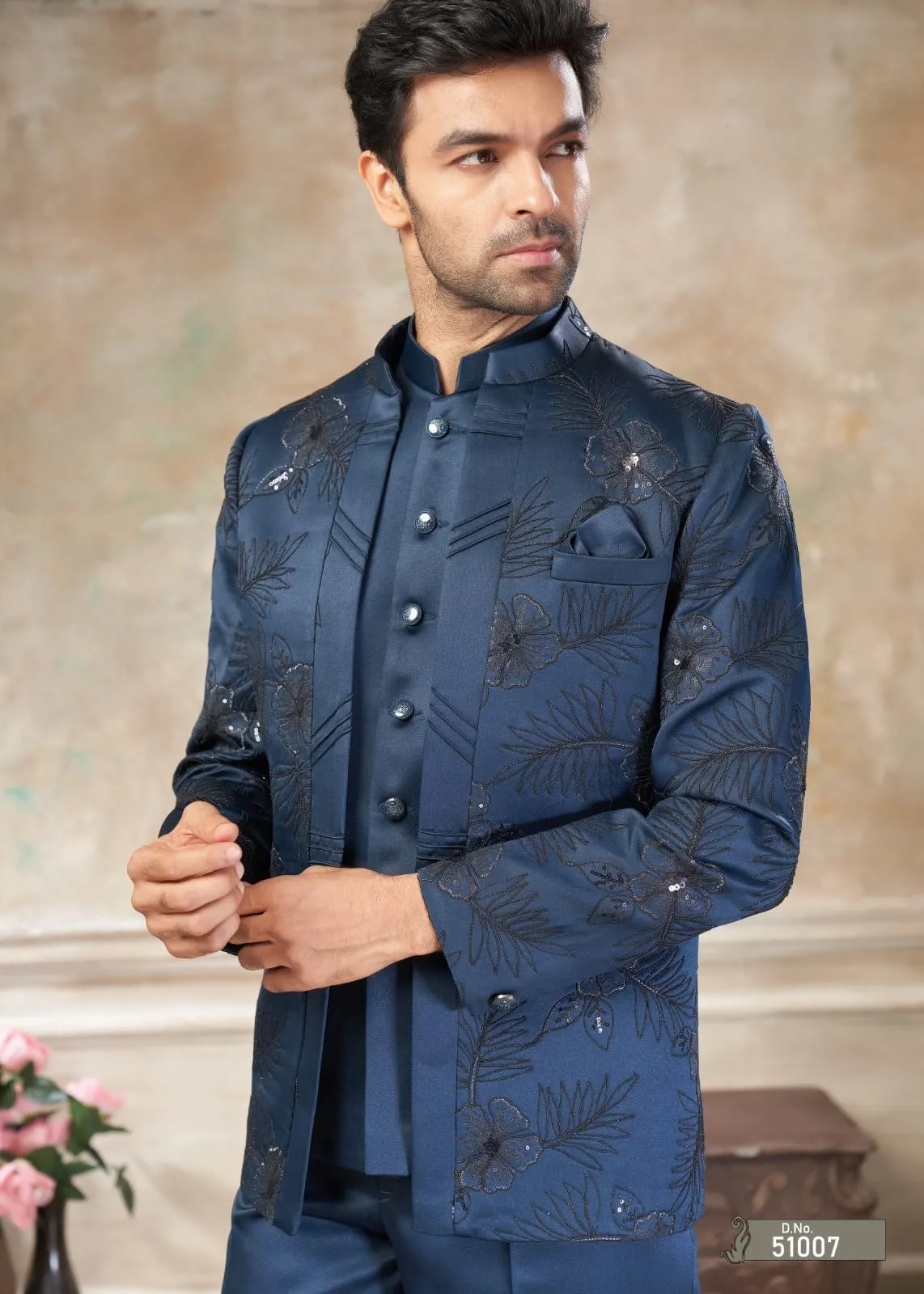 Navy Blue Men Jodhpuri Dress - Image 3