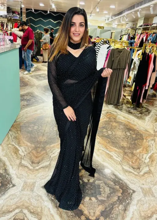 Night Party Wear Readymade Sarees Black