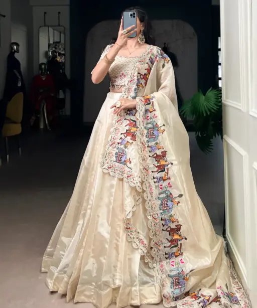 Off White Bridesmaid Lehenga with Heavy Dupatta