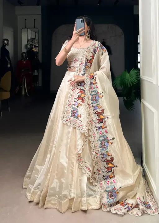 Off White Bridesmaid Lehenga with Heavy Dupatta