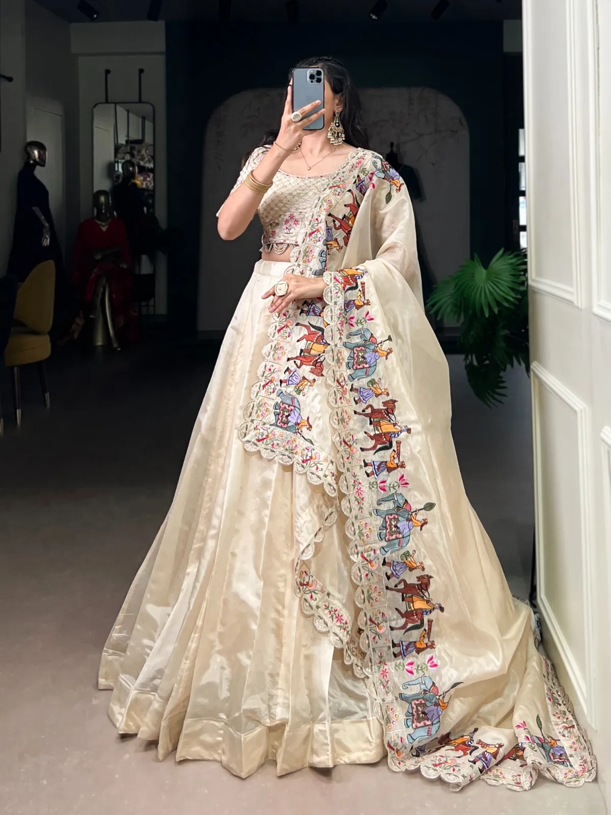 Off White Bridesmaid Lehenga with Heavy Dupatta