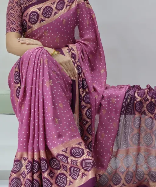 Pastel Color Bandhni Printed Saree Under Budget