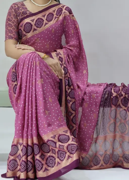 Pastel Color Bandhni Printed Saree Under Budget
