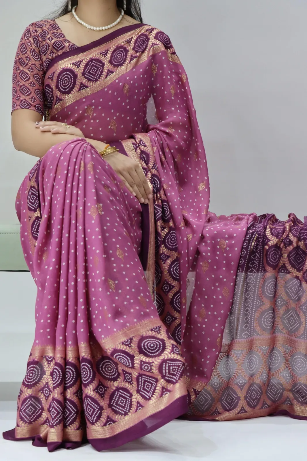 Pastel Color Bandhni Printed Saree Under Budget