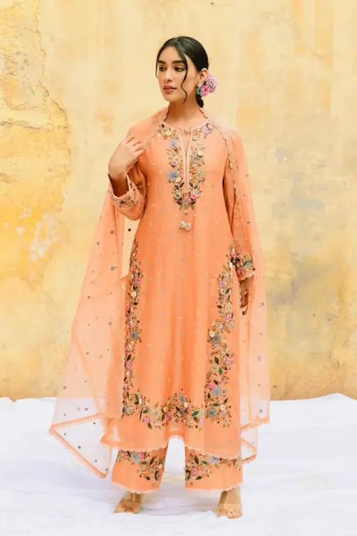 pakistani orange dress Orange Embroidered Lehenga: Pakistani Bridal Wedding Dress Eid