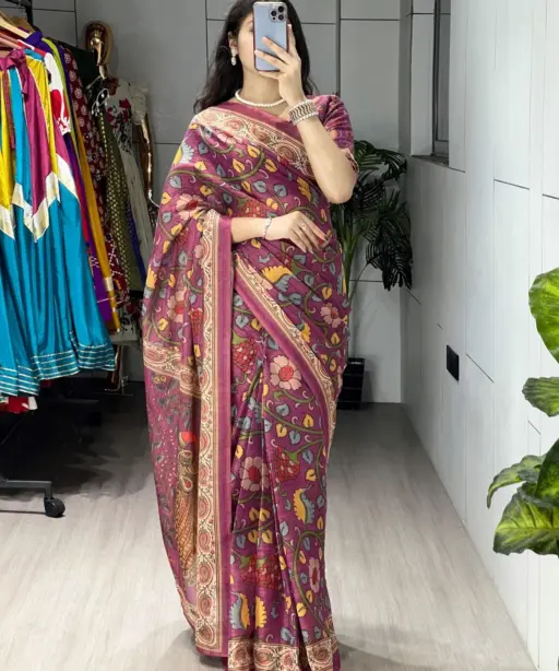 Peacock Printed floral Saree 1000 Rs