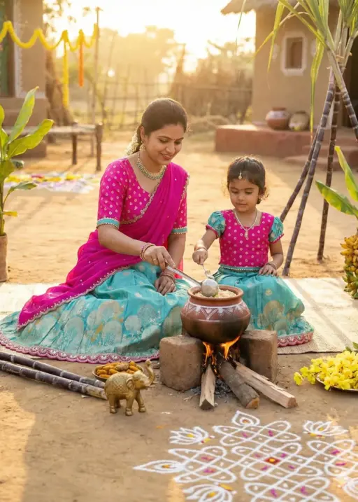 Pongal Special Mother Daughter Combo Lehenga Choli