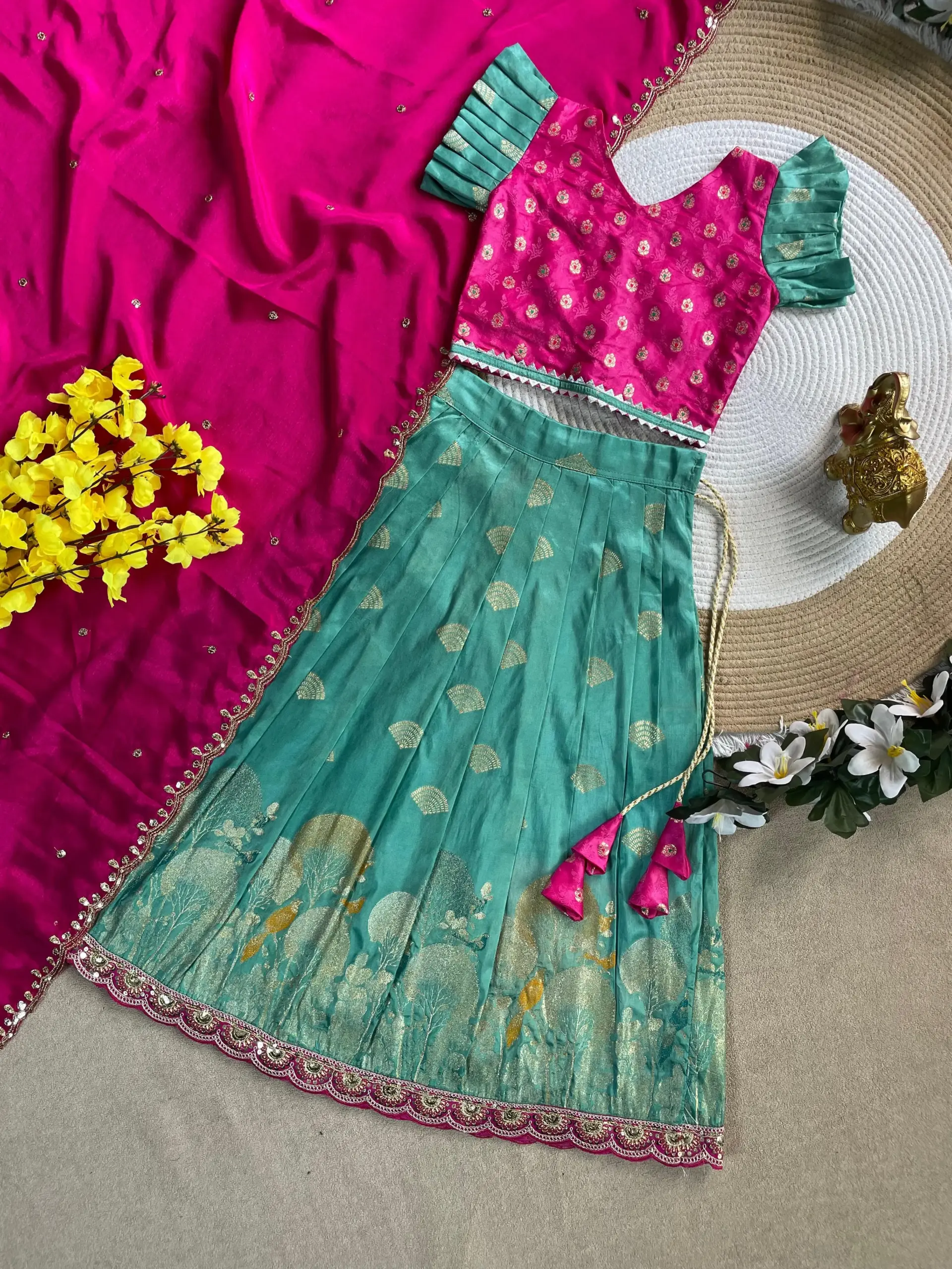 Pongal Special Mother Daughter Combo Lehenga Choli - Image 4