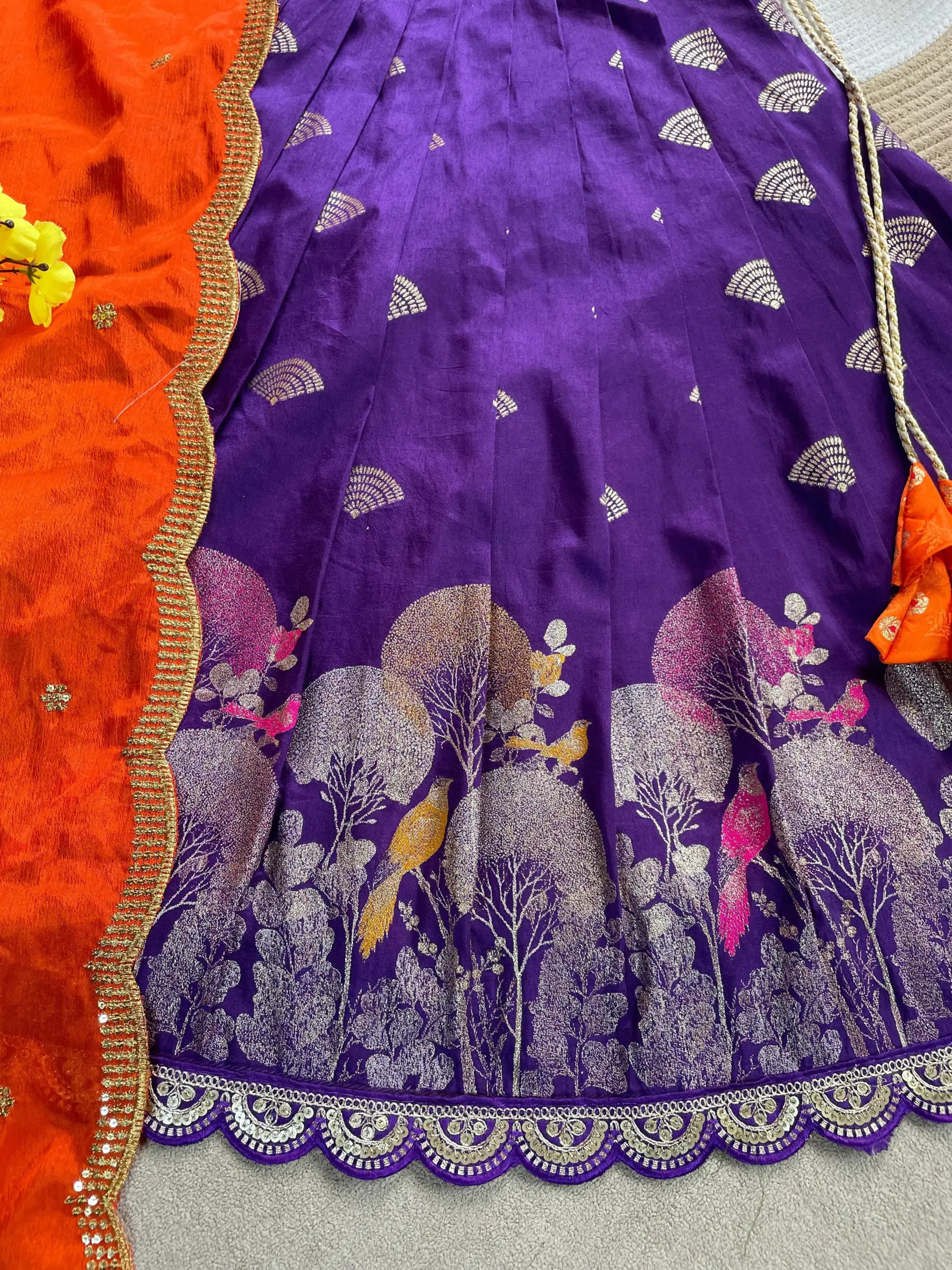 Pongal Special Mother Daughter Duo Purple Lehenga Set - Image 5