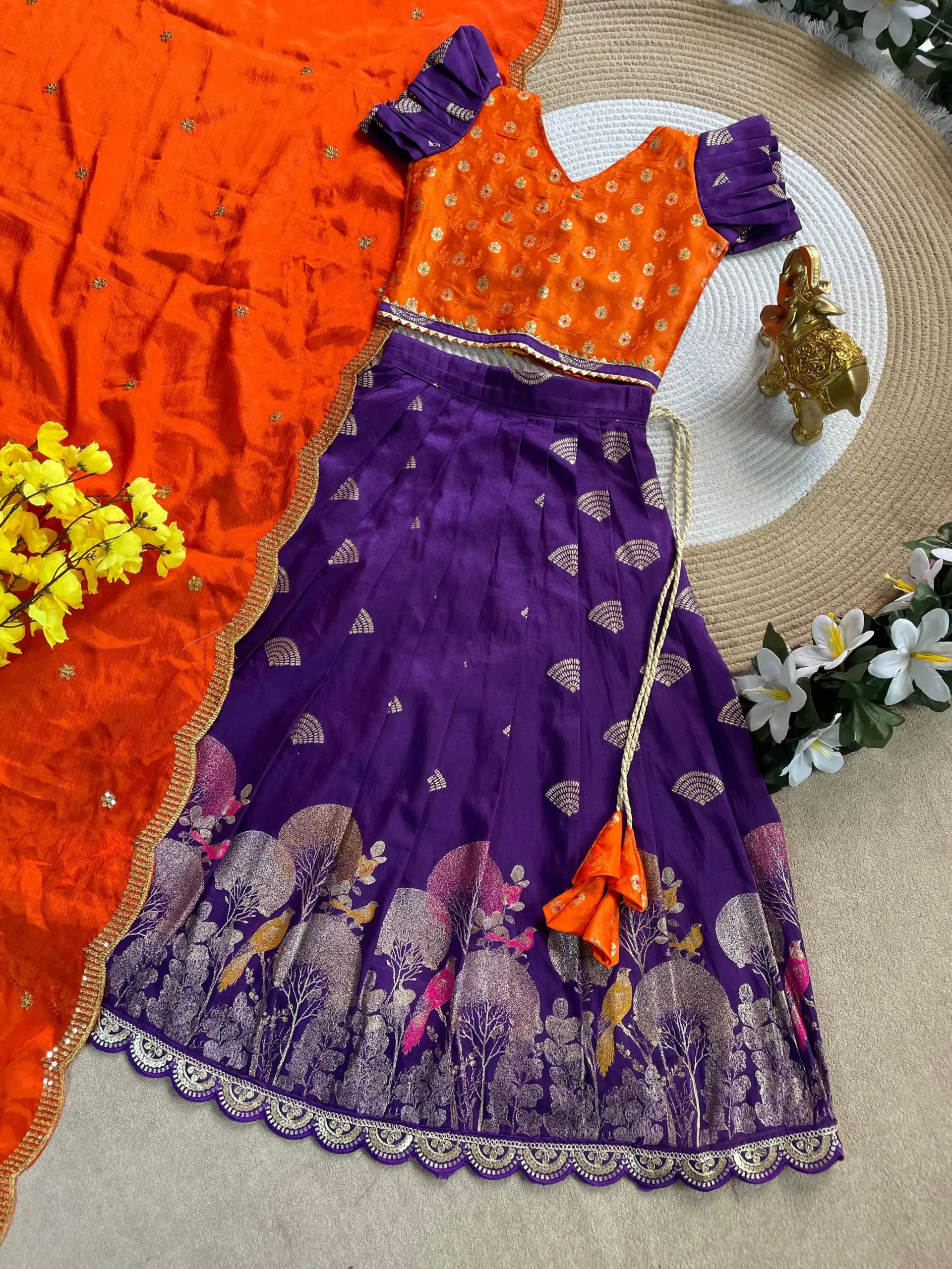 Pongal Special Mother Daughter Duo Purple Lehenga Set - Image 6