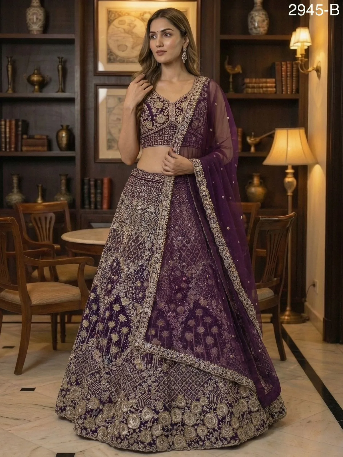 Premium Purple Color Bridal Net Lehenga Choli