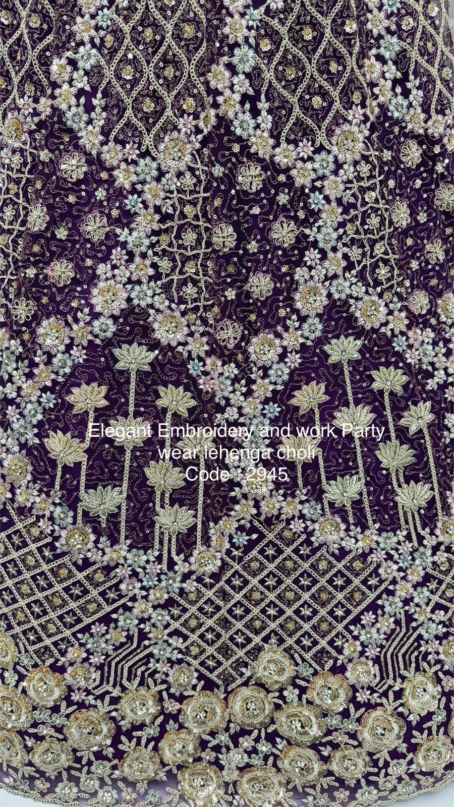 Premium Purple Color Bridal Net Lehenga Choli - Image 2