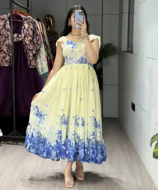 Prettiest Floral One Piece Kurti Frock