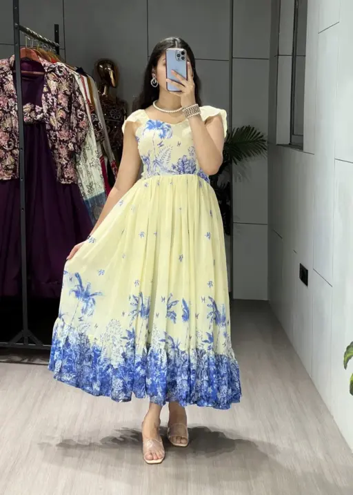 Prettiest Floral One Piece Kurti Frock