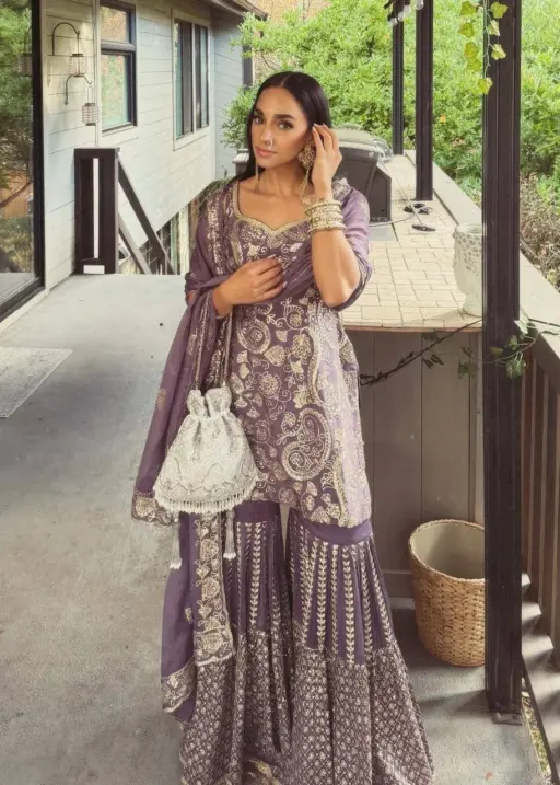 Purple Ethnic Sharara Set