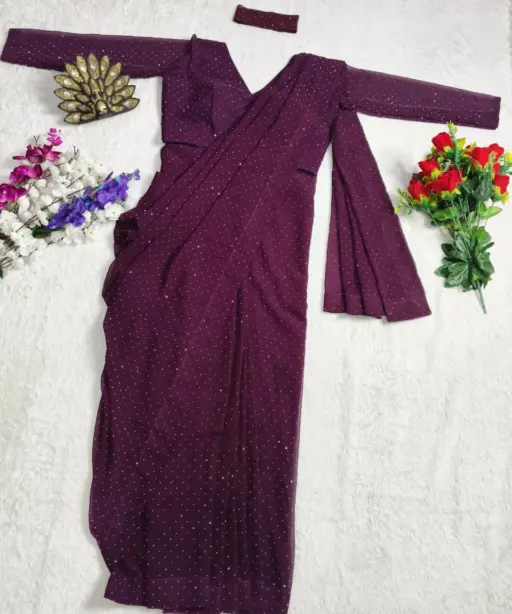 Ready to Wear Shinning Purple Saree