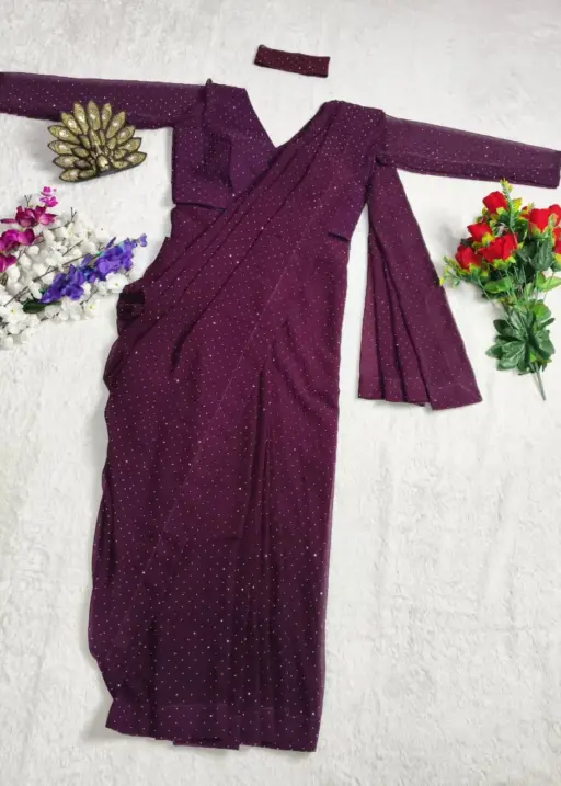 Ready to Wear Shinning Purple Saree